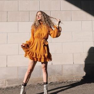 Lulus High Neck Yellow Dress